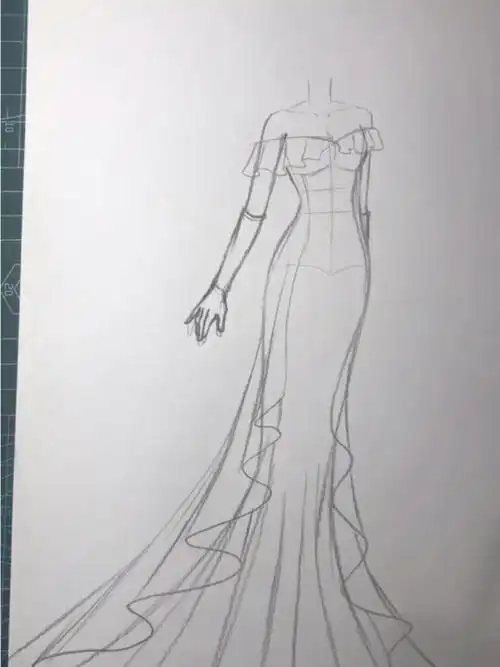晚礼服简笔画手绘长裙_小红书