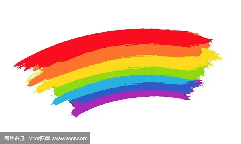 水彩彩虹在白色的背景.画笔描边