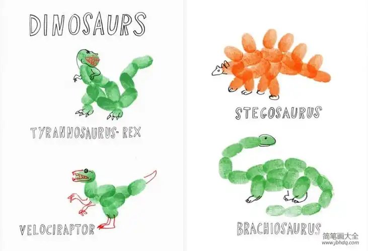 创意恐龙指印画_手指画-画画图片大全
