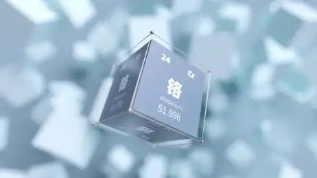 铬元素方块概念插图,三维渲染