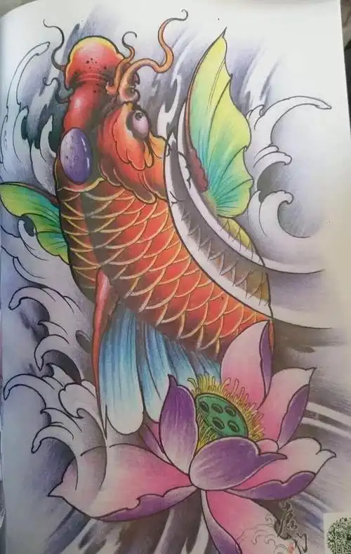 传统纹身图案寓意第五集:招财大鲤鱼