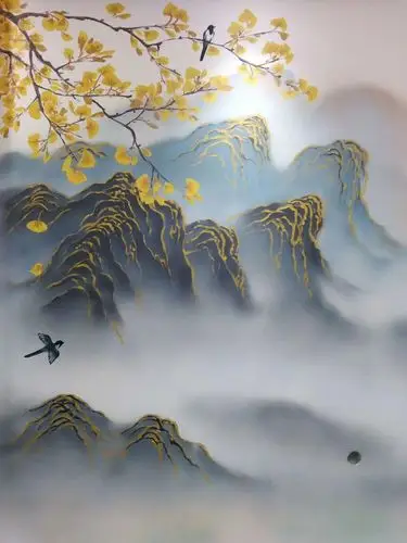 2019年李广深中国画山水手绘墙绘作品欣赏