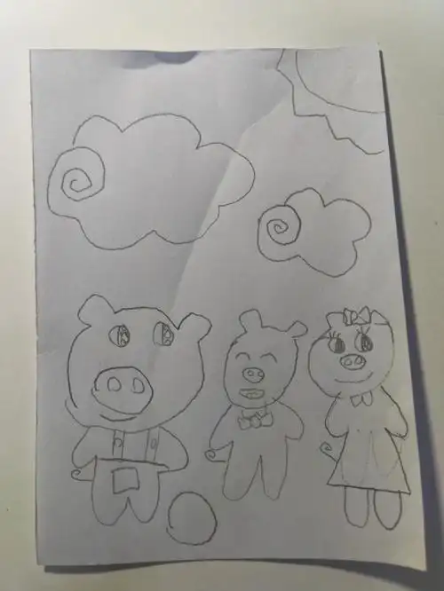 我娃画的三只小猪