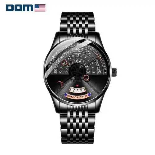 美国dom多姆品牌手表男个性走时表盘炫酷腕表时尚奢华石英表m1335bk