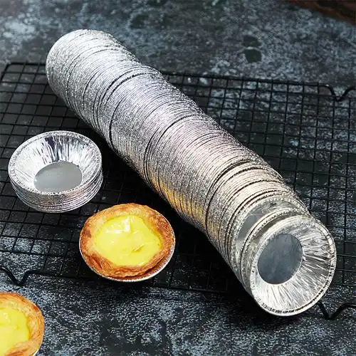 君臣乐一次性锡纸蛋挞模具铝箔蛋糕模蛋挞底托蛋挞模锡纸杯原装50个
