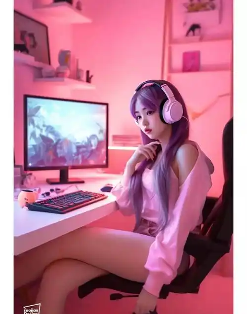 ai美女|喜欢粉色系穿搭风格的电竞美少女_蝴蝶结_衣服_气质