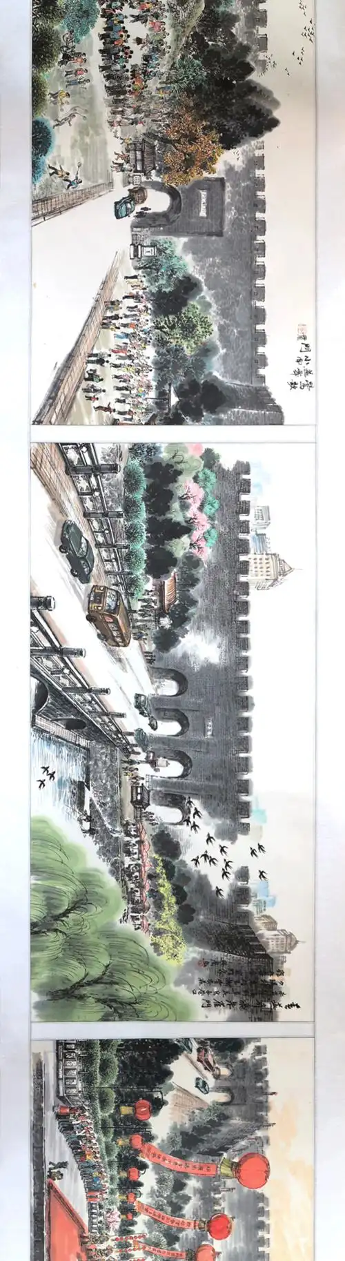 惊艳30米手绘长卷展示西安城墙十八城门