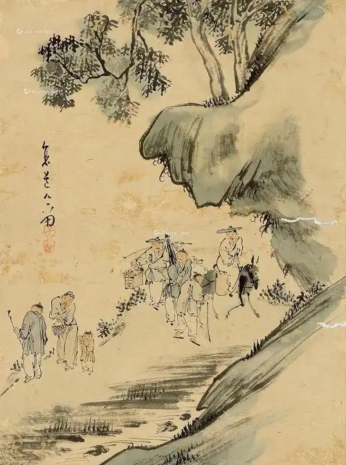 【山水人物 镜心 设色纸本】拍卖品_图片_价格_鉴赏_绘画_雅昌艺术品