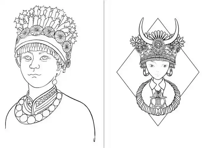 儿童画教程丨苗族特色装饰画