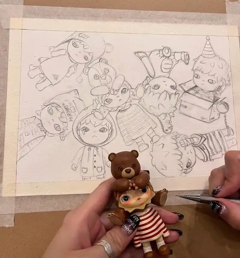 手绘popmart小野.太治愈了,好喜欢这个系列的盲盒,有空 - 抖音