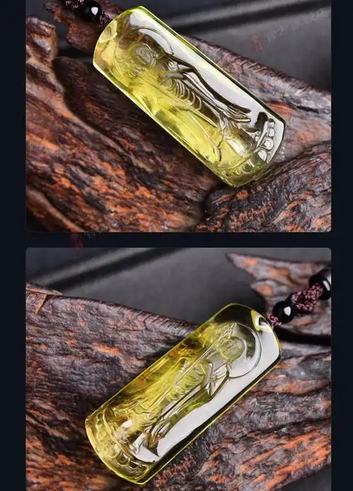 紫川黄水晶吊坠送朋友水晶挂件首饰品地藏菩萨男女士项链项坠礼品送