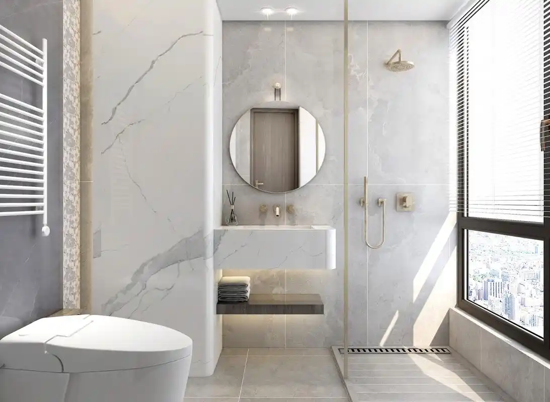 在这个卫生间里马可波罗瓷砖能给您多少种惊艳搭配
