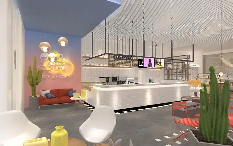 奶茶店 店铺效果图|空间|家装设计|壹眯阳輄 - 原创作品 - 站酷