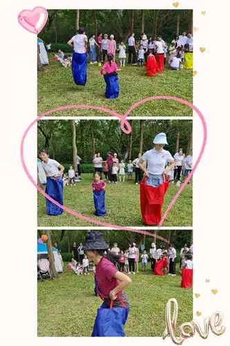 玩袋鼠跳的游戏,大人比小孩玩得开心