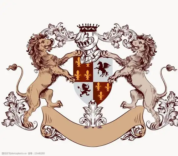欧式花纹盾牌纹章狮子