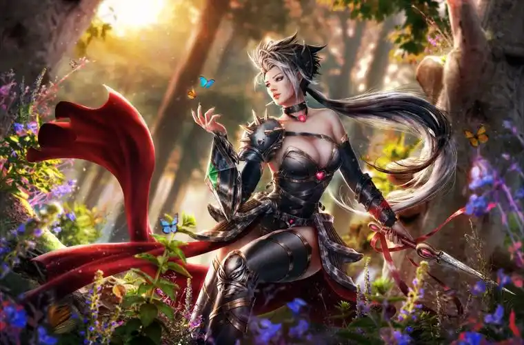 精灵森林蝴蝶唯美美女5k壁纸