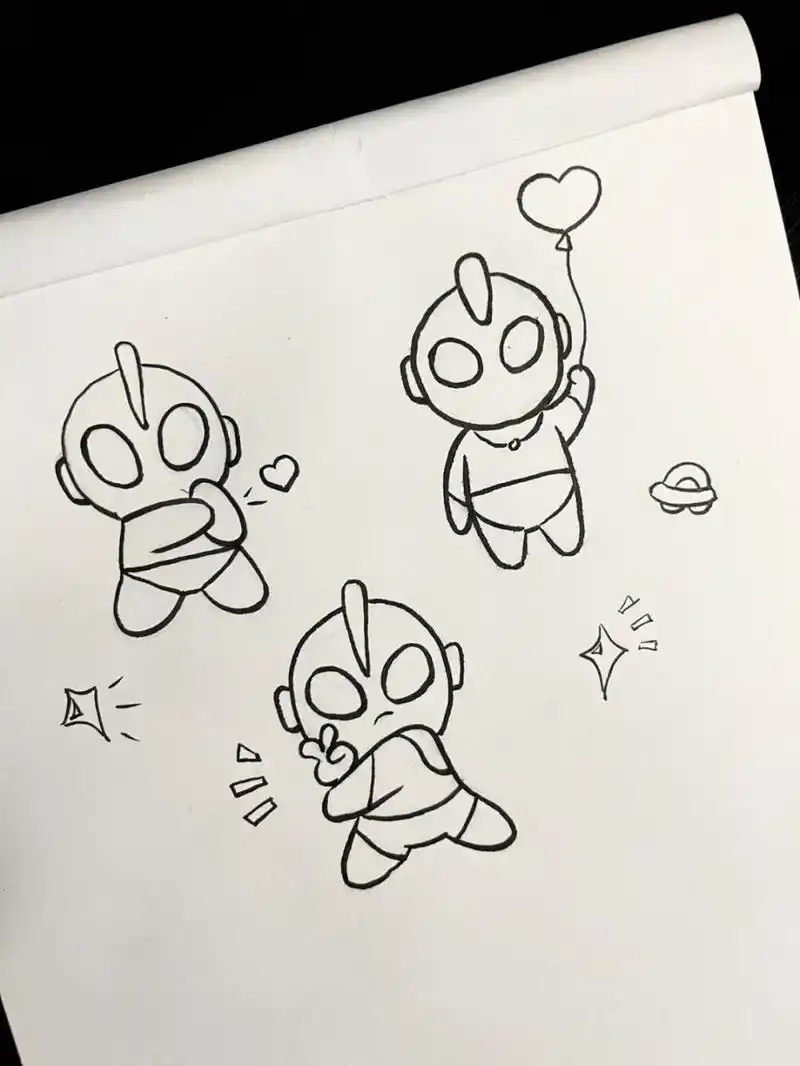 爱爱敲简单的奥特曼你们喜欢嘛 #画画# #简笔画教程# #简笔画# #绘画