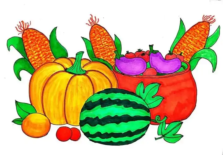 秋天丰收的场景怎么画简单