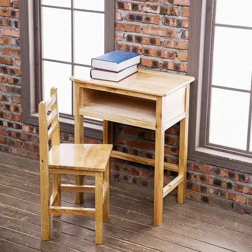 质凡实木课桌椅学生课桌学习桌单人课桌椅培训班桌椅学校教室桌椅定制