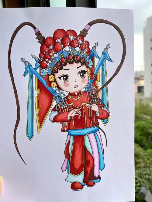 花旦是临摹的,超级无敌的费时,成品的拼凑其实有些简单了,因为时间