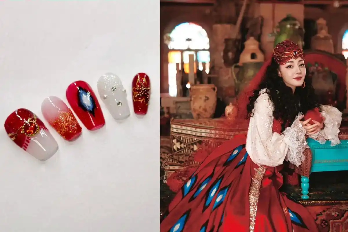 迪丽热巴"同款"穿戴甲.春晚造型太美啦#穿戴甲 #美甲款式