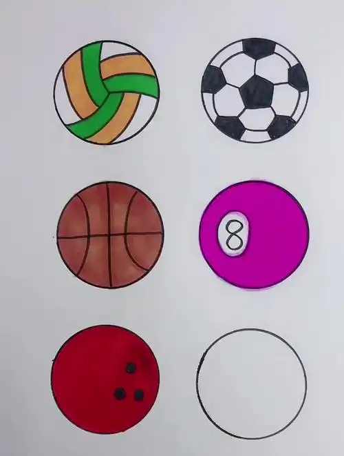 儿童趣味简笔画,用六个圆形画6种球,这些球你认识几个!-度小视