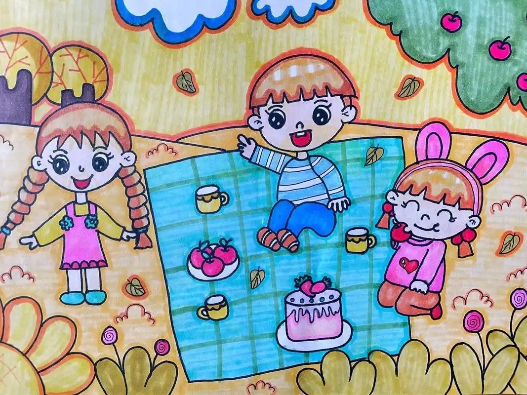 儿童画 | 秋游 | 春游 |#绘画96 儿童画适用主题—— - 抖音