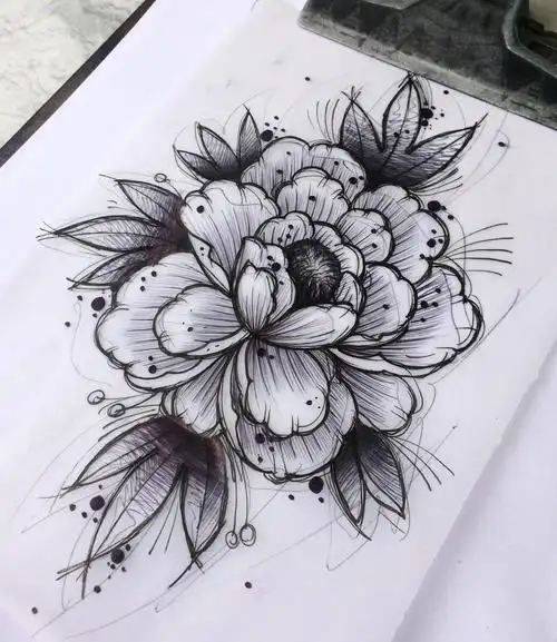 白先生牡丹纹身手稿