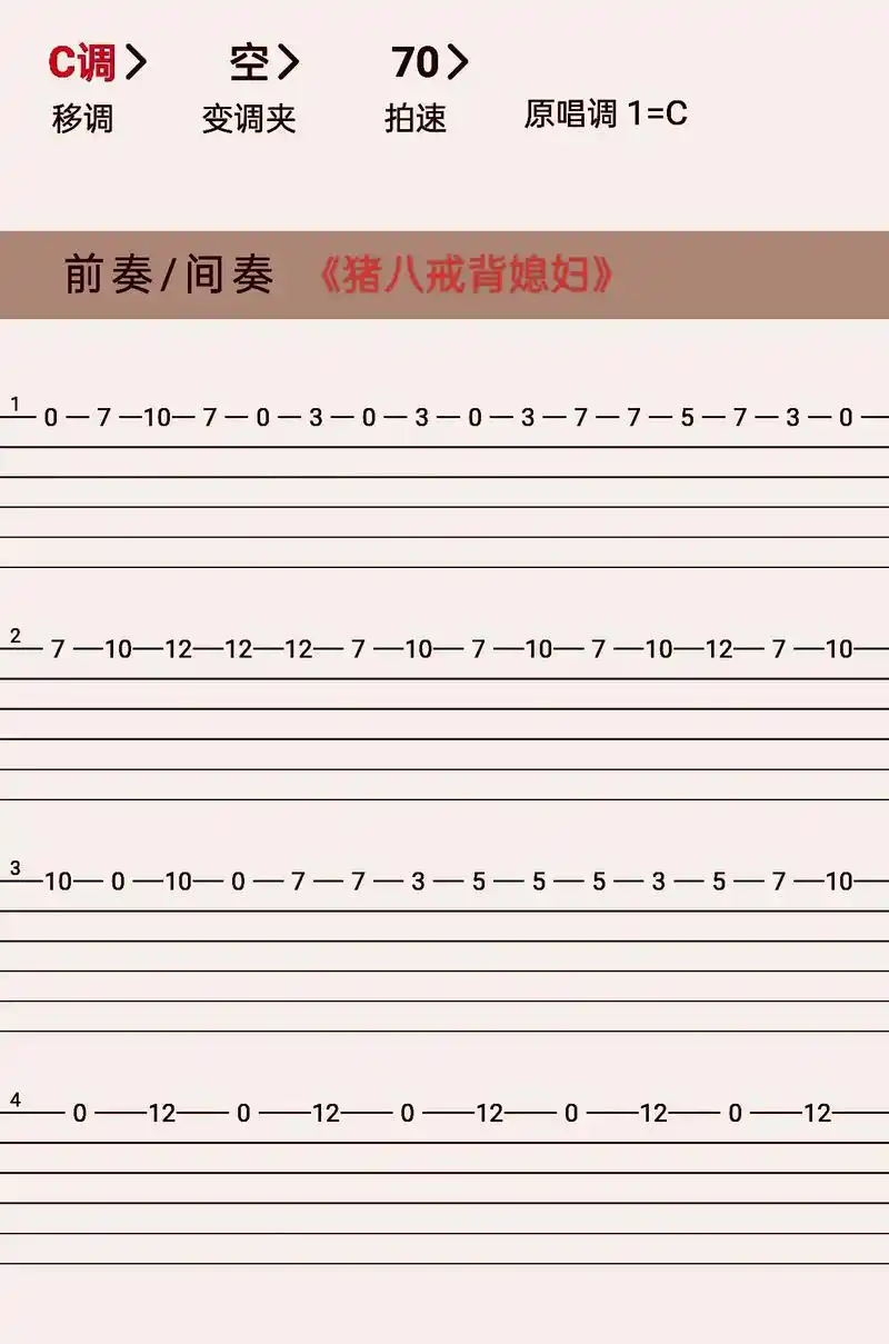 猪八戒背媳妇 #吉他谱 #指弹 #吉他弹唱 - 抖音