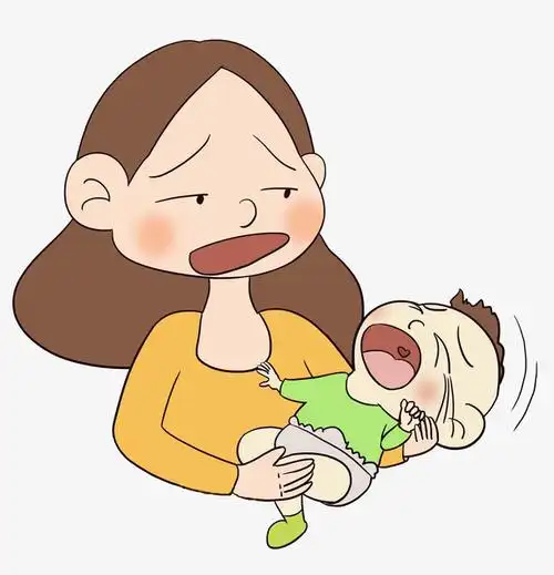 妈妈抱着哭闹孩子矢量图