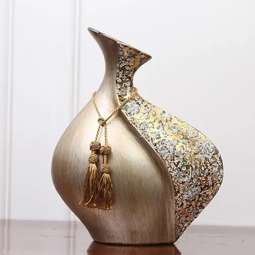 高档欧式家居创意复古小口聚财花瓶装饰品客厅工艺品陶瓷花瓶摆件