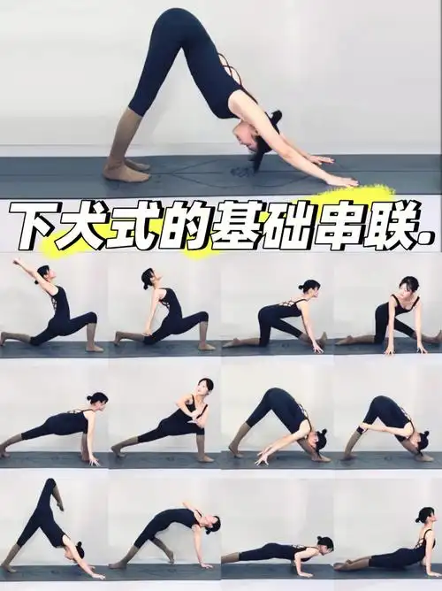 在流瑜伽的练习中,几乎每一个串联中,都加入了下犬式.