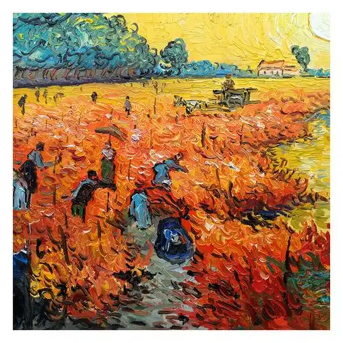 【即刻拍】临摹 梵高《红色葡萄园》布面油画