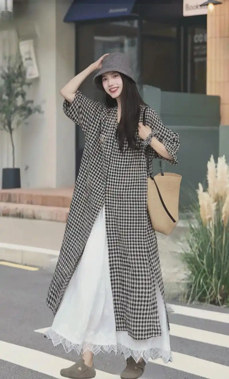 这套衣服妥妥的高级文艺范儿～撞色的格子衬衫做 - 抖音