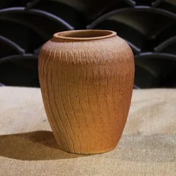 手工花瓶陶瓷摆件客厅土陶罐水培干花插花家用粗陶装饰陶花盆 陶红小