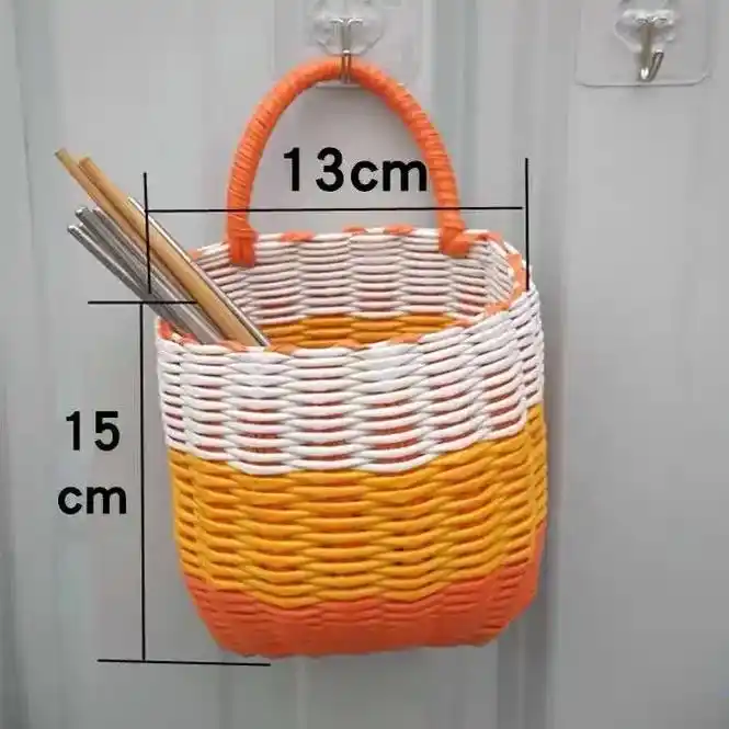 塑料编织电动车小号挂篮手提篮子浴室厕所挂式收纳筐花篮菜篮子  - 抖