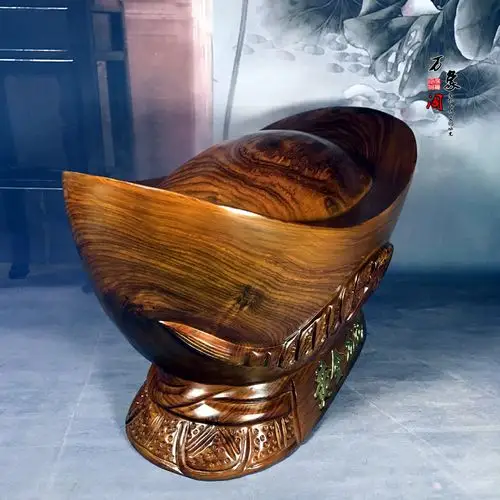 非洲草花梨元宝摆件 桌面摆件实木工艺品木雕摆件