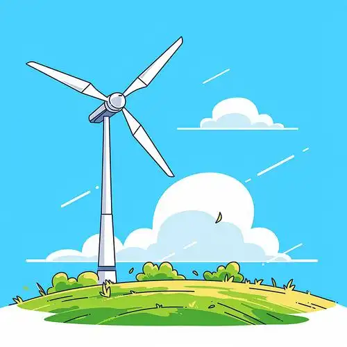 风力发电机卡通插画插画