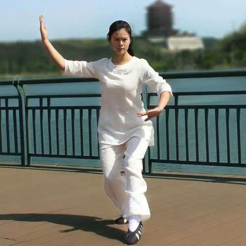 道之韵太极服女夏季中国风太极拳服装中老年道袍武术练功服亚麻男