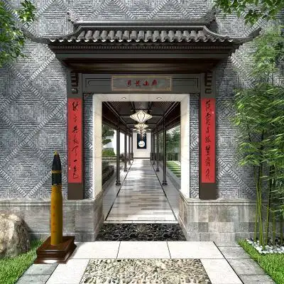 中式门头新中式古建四合院中式仿古阳光房新中式洋房新中式住宅新中式