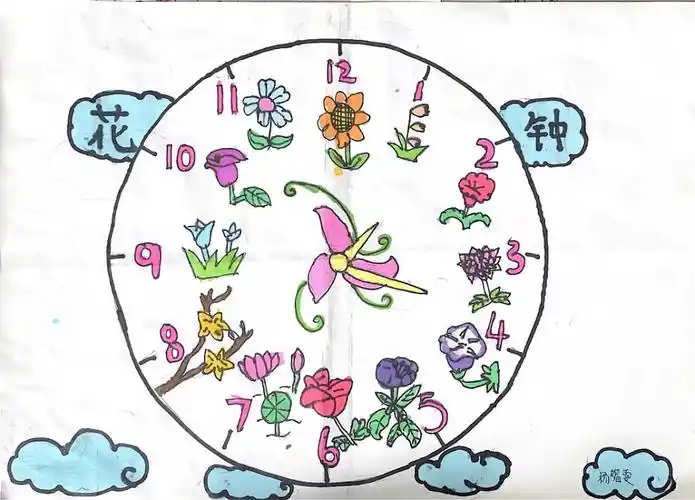 这是一个手绘"花钟"!每一种花儿都是一幅精美的工笔画!你看!