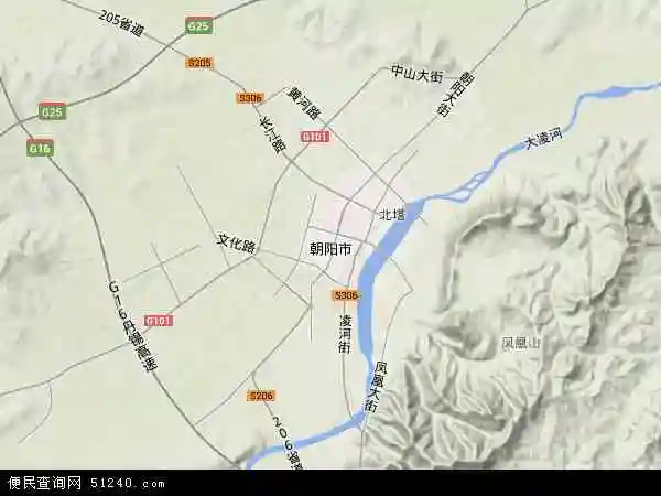 中国辽宁省朝阳市地图(卫星地图)