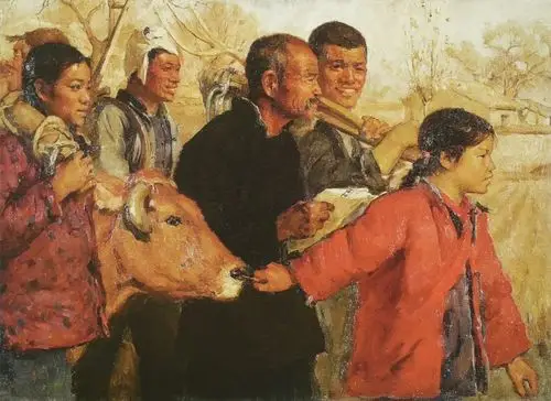 张文新  入社去  1956年  油画  53cm×72.
