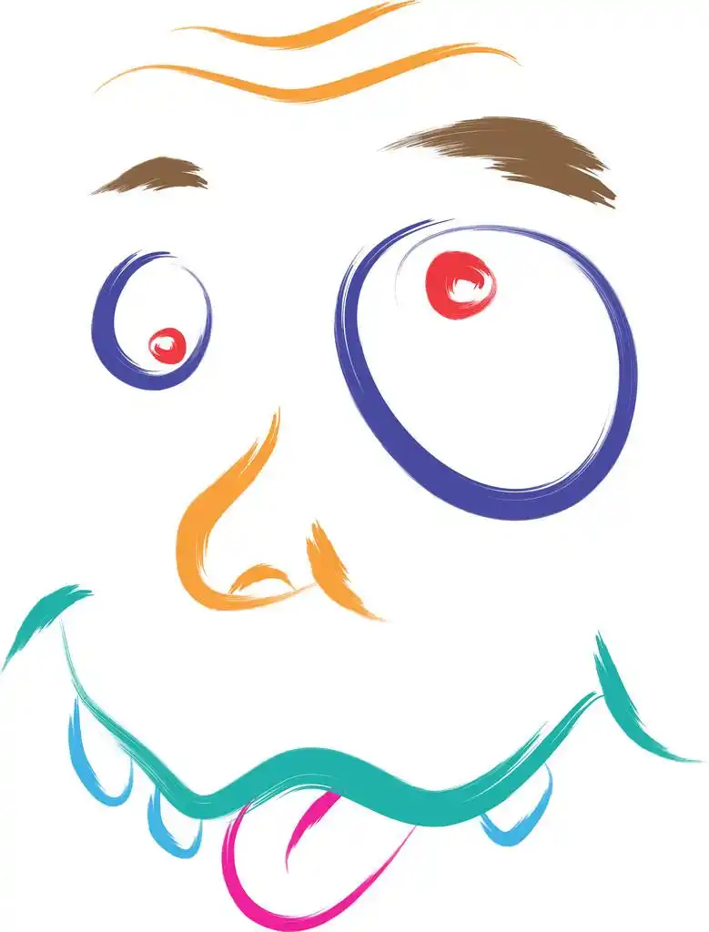 涂鸦的微笑,笨人脸卡通矢量插画