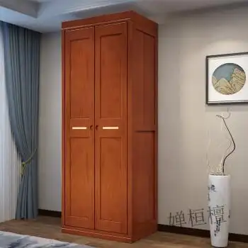 中式实木衣柜 开门组合卧室橡胶木收纳储物二三衣橱小户型 2门海棠色