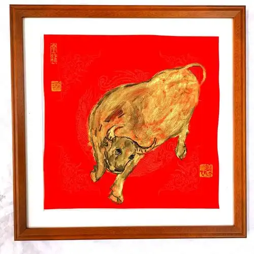 著名画牛名家张继山贺辛丑牛年新作