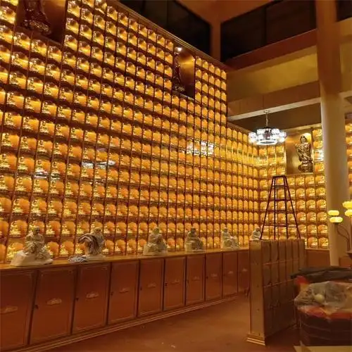 鸿缘法器 寺庙带灯光铝合金佛龛 带灯光骨灰存放架 铝合金排位架 佛龛