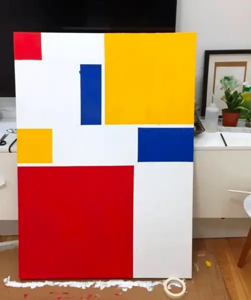 3岁小孩都会画的格子?蒙德里安了解下!_画面_红黄蓝_风格