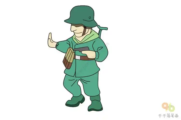 二战德军士兵简笔画步骤图