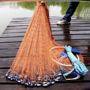 大力马线撒网易抛网老式手撒网纯手工打鱼网撒网捕鱼手撒易抛王